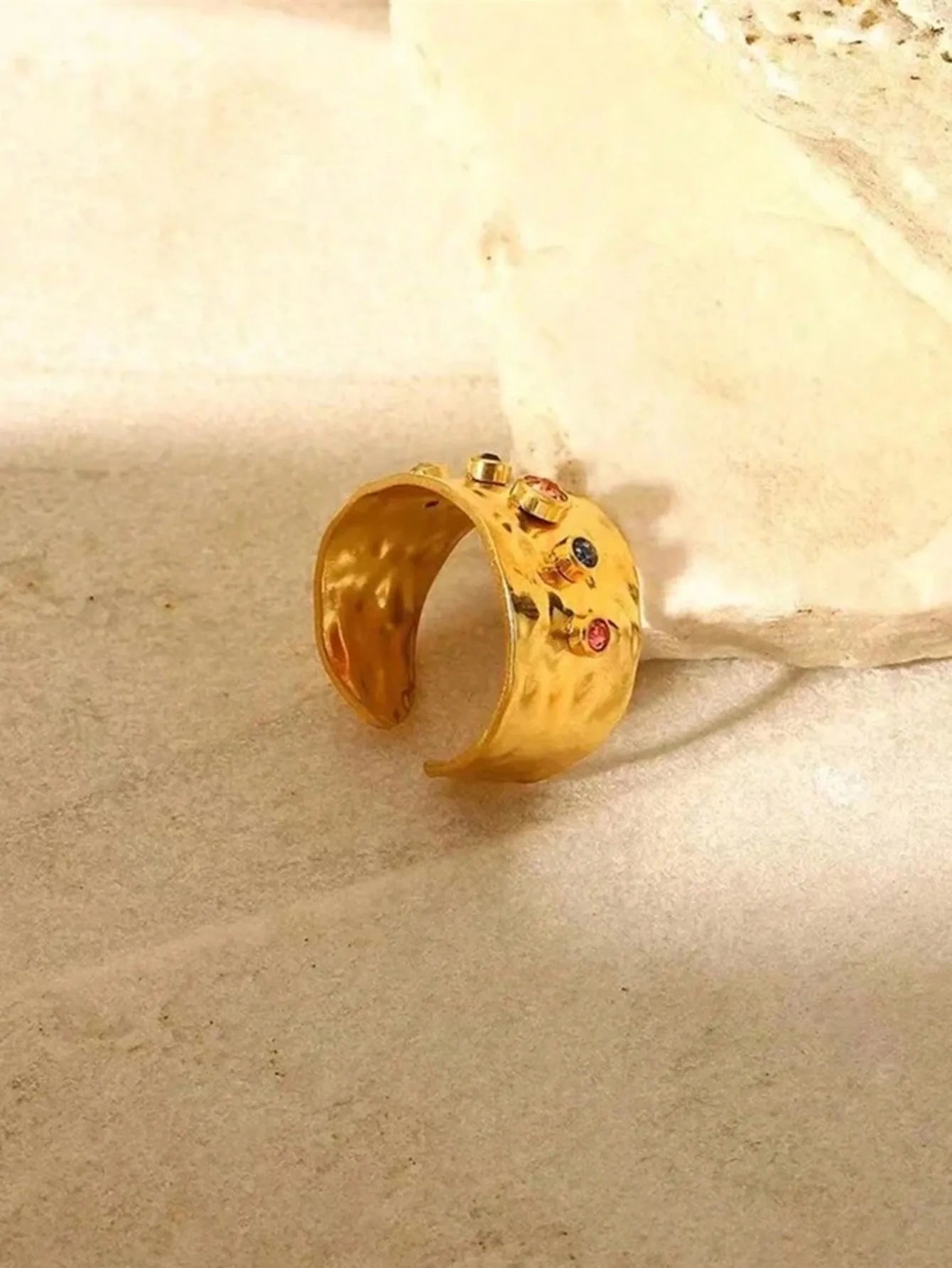 2pcs/Set Colorful Cubic Zirconia Gold-Tone Waterproof Star Rings Set, Jewelry Gift  double rings for friend  jewelry Y2k fashion