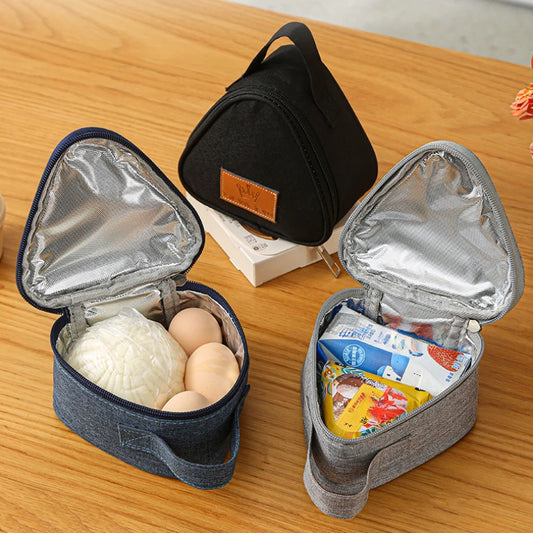 Triangle Portable Breakfast Insulation Bag Aluminum Foil Lunch Bag Mini Rice Vegetable Roll Outdoor Picnic Lunch Box