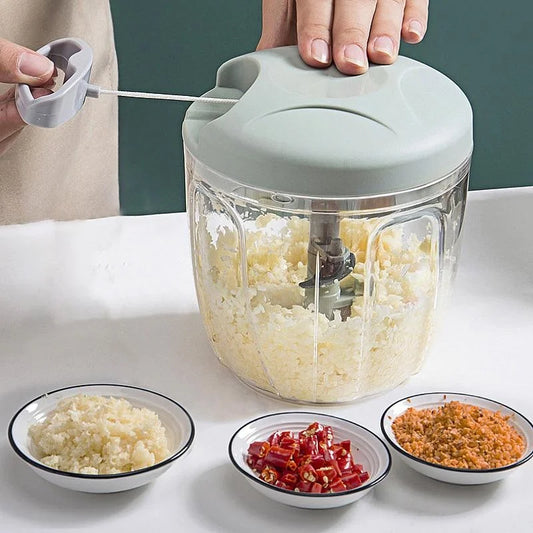 Manual Garlic Chopper & Vegetable Mincer – Rotating Press Crusher