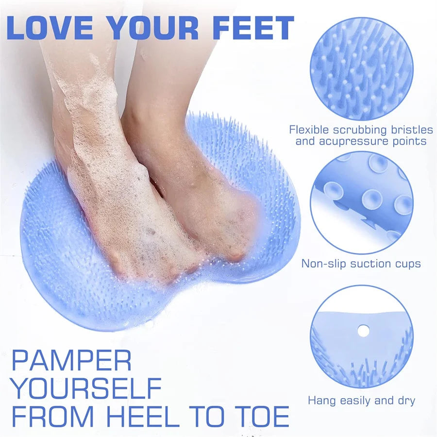 Foot Scrubber Mat & Back Washer – Shower Exfoliating Pad with Suction Cups