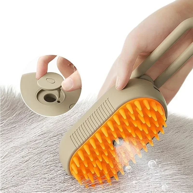 Electric Steamy Brush for Cat and Dog, Steam Brush, Electric Sprayer for Massage, Pet Grooming Tool, Shedding Combs, 3 in 1
