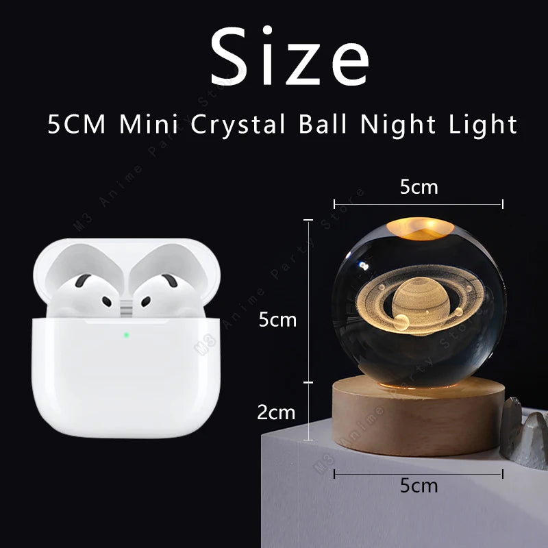 3D Crystal Ball Galaxy Night Light – Saturn & Moon Planet LED Bedside Lamp Gift