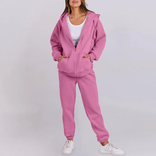 Workshop Suit Women Long Sleeve Solid Color Hooded Sweatshirt And Pant Tracksuit Sport Wedding Pant Suits For Women Plus Size