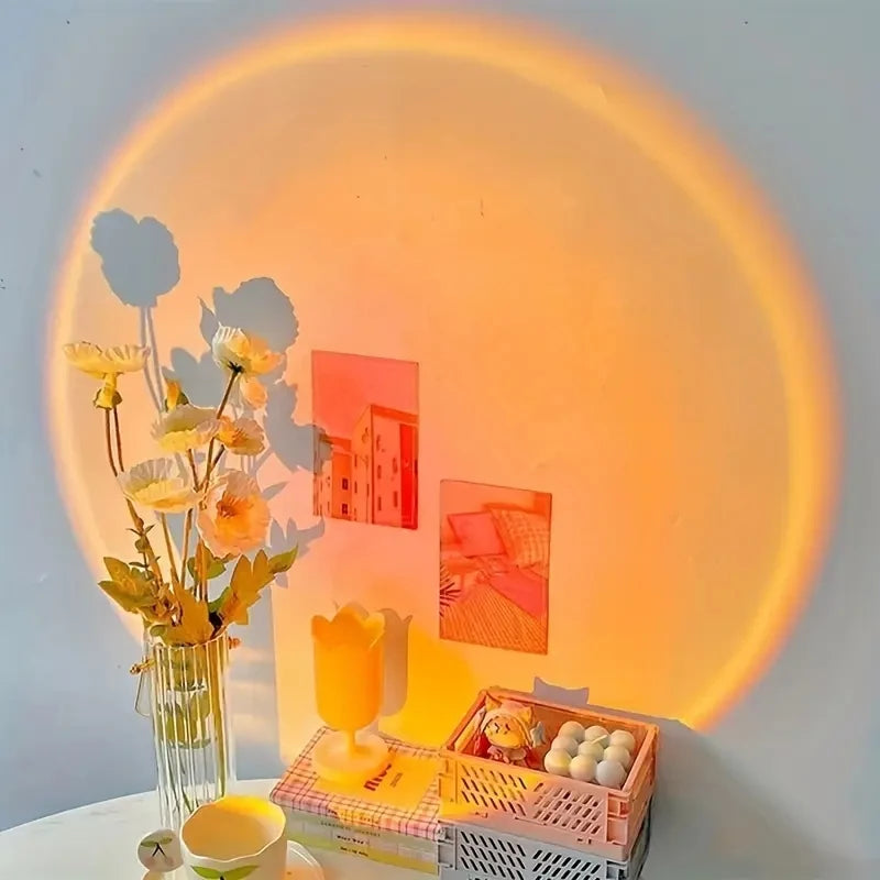 Sunset Projection Lamp — Rotating Rainbow Atmosphere Light for Home & Photos