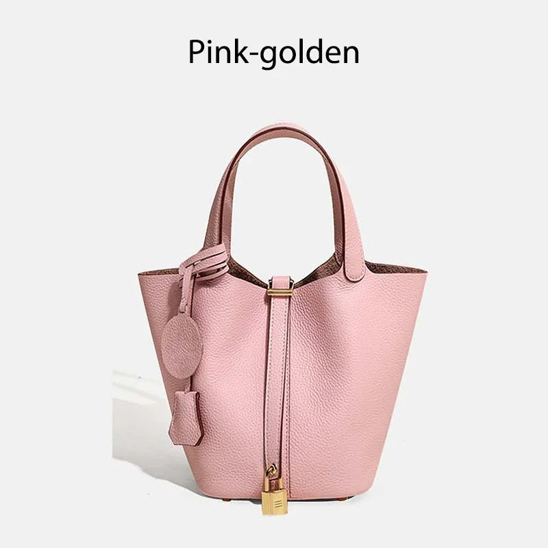 MENDY Genuine Leather Bucket Bag – Premium Large Tote Handbag for Women