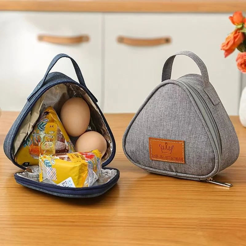 Triangle Portable Breakfast Insulation Bag Aluminum Foil Lunch Bag Mini Rice Vegetable Roll Outdoor Picnic Lunch Box