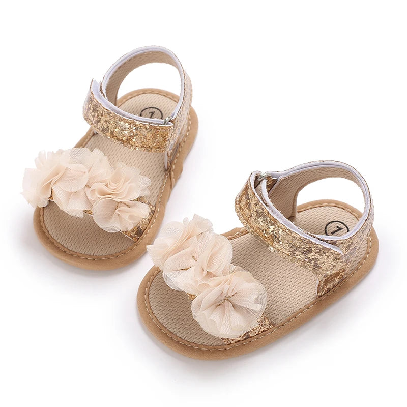 Baby Girls Sandals Soft Sole Summer Infant Wedding Dress Flat Shoes Beach Sandal Newborn Crib Shoes First Walkers