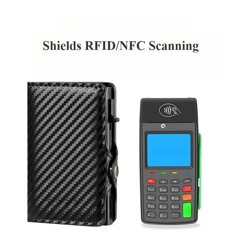 Men's Women's Multi-Function Designer Bank Card Wallet RFID Blocking Metal Aluminum ID Card Holder Fashion Business Pop-Up Purse