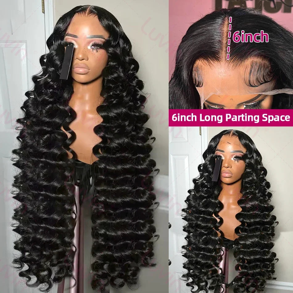Loose Deep 13x6 Lace Front Human Hair Wig 30 40 Inches Brazilian Water Deep Wave 13x4 HD Lace Frontal Wig Curly Wigs For Women