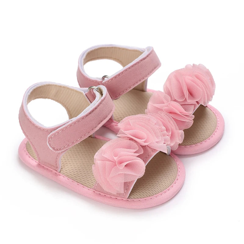 Baby Girls Sandals Soft Sole Summer Infant Wedding Dress Flat Shoes Beach Sandal Newborn Crib Shoes First Walkers