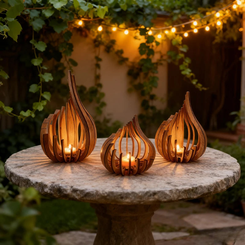 Streamline Wooden DIY Candle Holder – Handmade Warm Atmosphere Décor