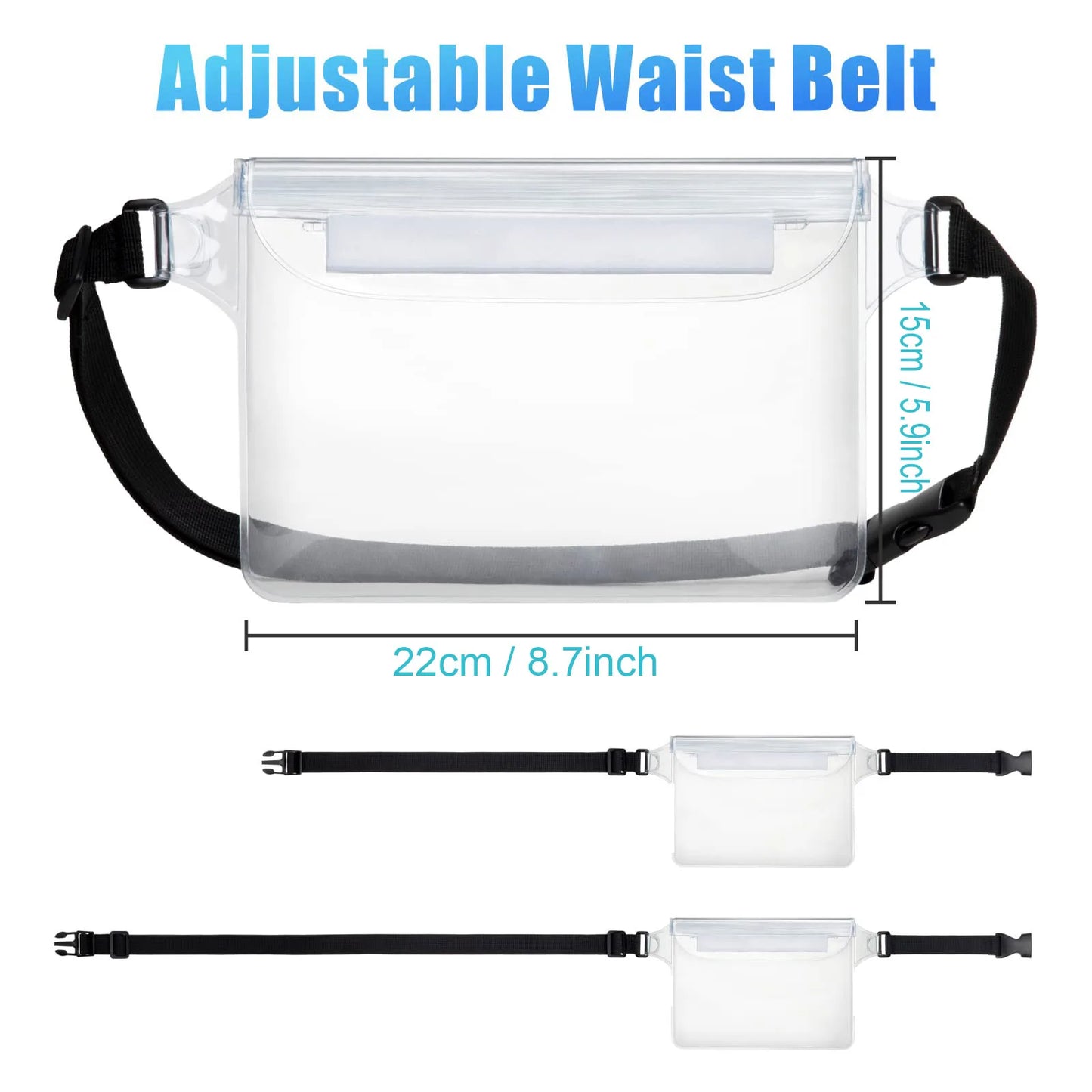 Waterproof Phone Pouch with Adjustable Waist Strap Dry Bag Keep Phone Valuables Safe for Beach Swimming Kayaking Boating Fishing