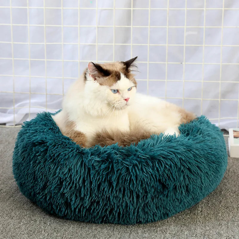 New Cat Dog Bed Super Soft Pet Cat Bed Pet Mattress Plush Washable Calm Donut Bed Comfortable Sleeping Artifact Suitable Winter