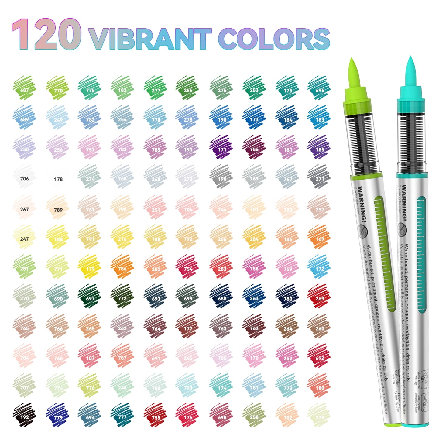 Borrence 120Colors/Bag Acrylic Paint Markers Direct Liquid Paint Marker Pen Set Automatic Ink Control System Art Markers Set