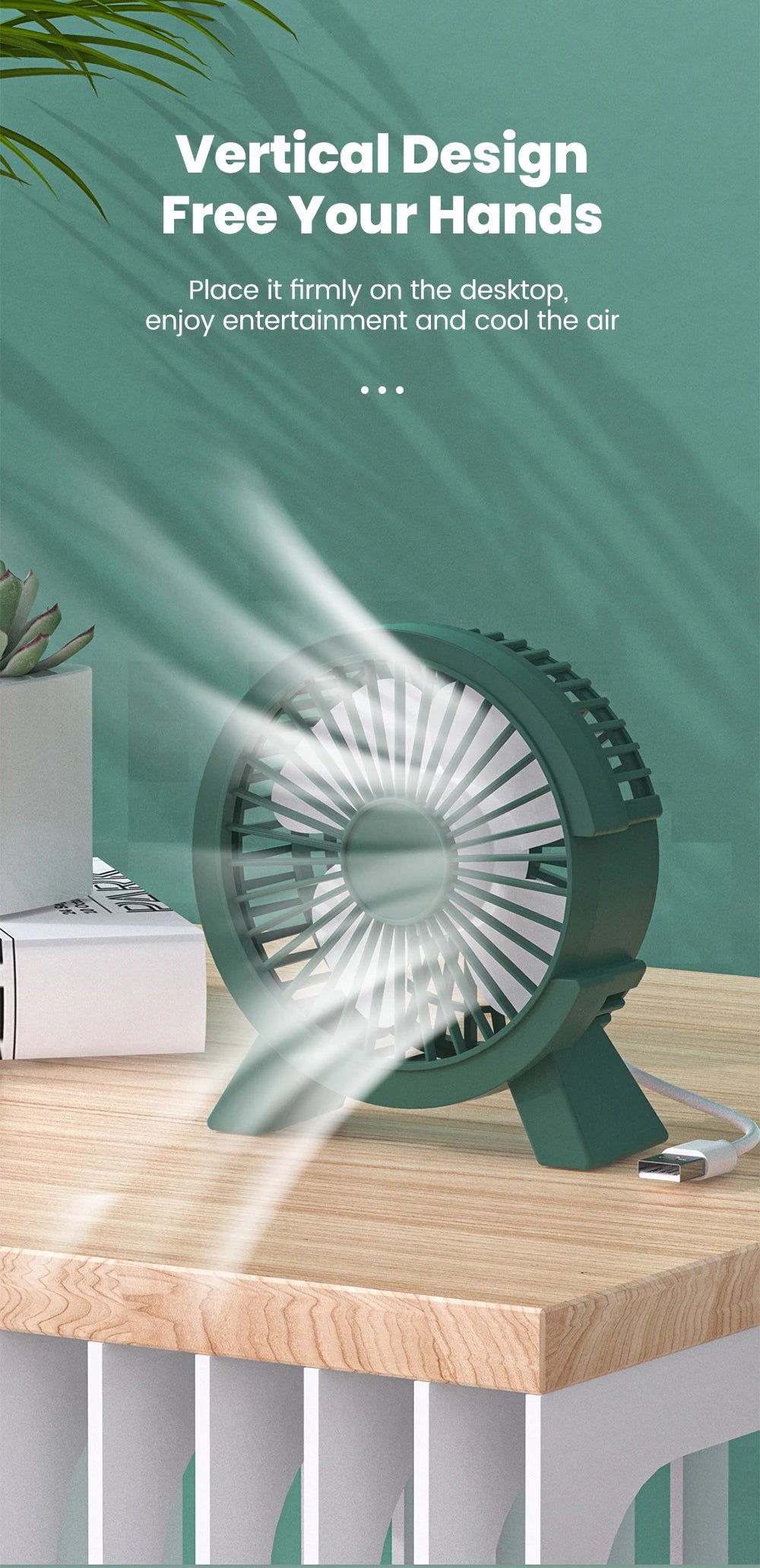 Mini Rechargeable Desk Fan — Portable Cooling for Home, Office & On-the-Go