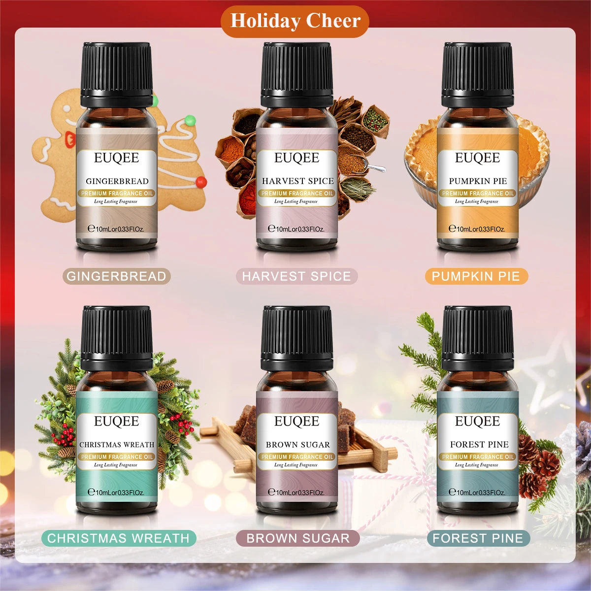 6-Piece Fragrance Oil Gift Kit – Coffee, Bakery, Harvest Spice & Forest Aroma Oils