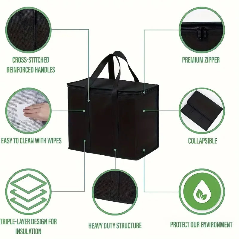 18L–35L Large Insulated Delivery Tote Bag – Thermal Cooler for Shopping & Camping