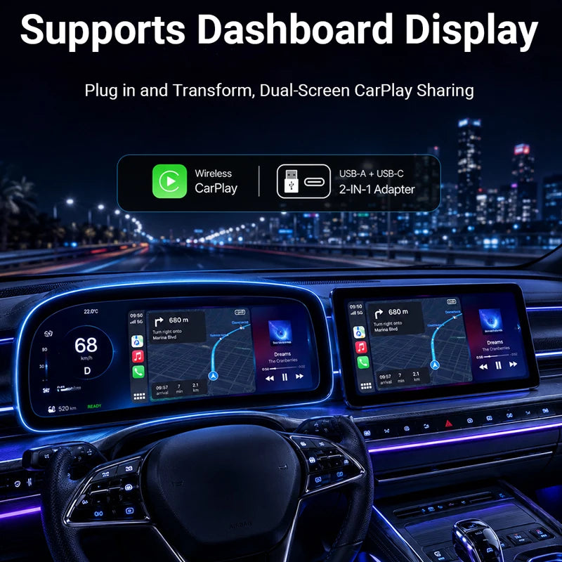 New Super Mini Carplay AI Box Wired to Wireless CarPlay/Android Auto 2in1 Box 5GHz WiFi5 for 99% Original Wired CarPlay/Auto Car
