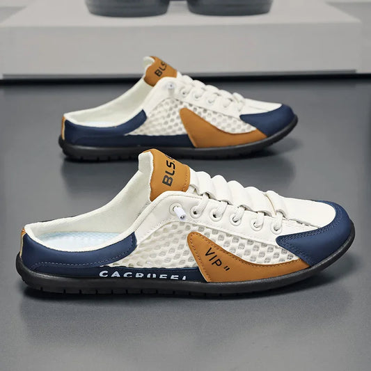 Heren zachte zool half slip-on casual sneakers – Trendy zomerschoenen