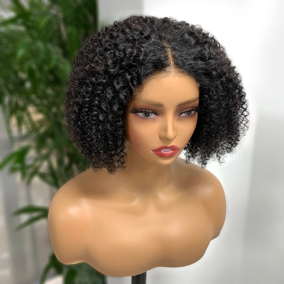 Kinky Curly Bob Wig – 180% Density 4x4 Lace Front Human Hair Afro Bob Wig for Women