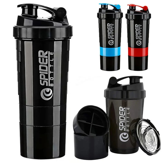 3-Layer Shaker Protein Bottle – Large Capacity Gym Mixing Cup