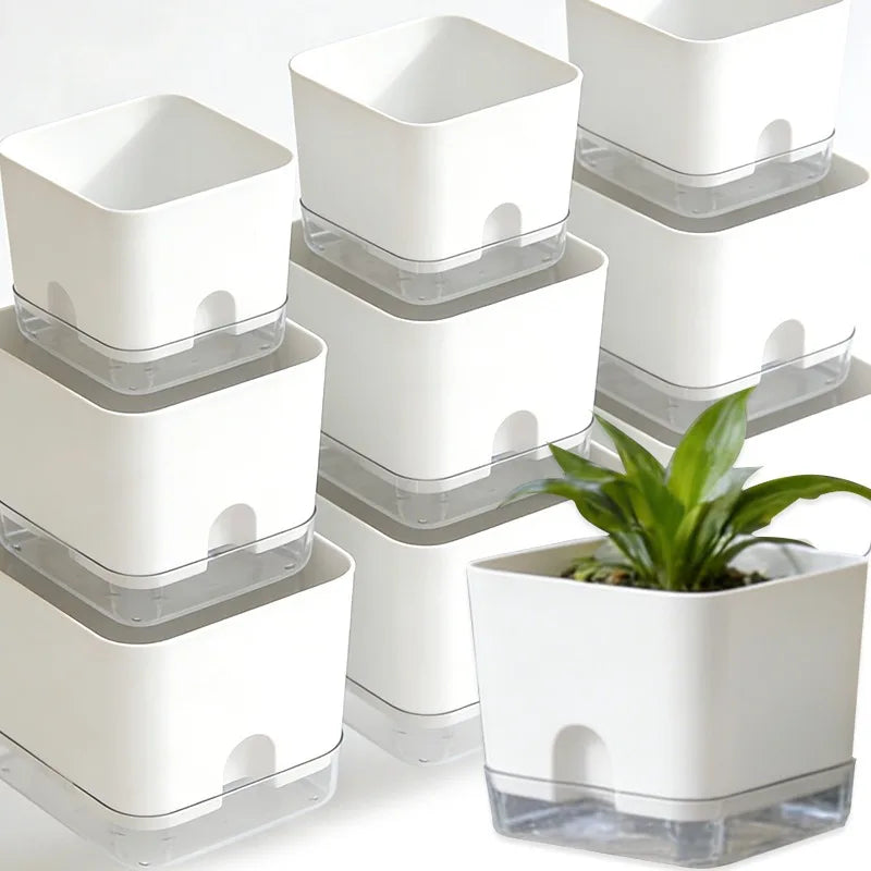 Square Self-Watering Plant Pot – Double Layer Indoor Balcony Flower Pot