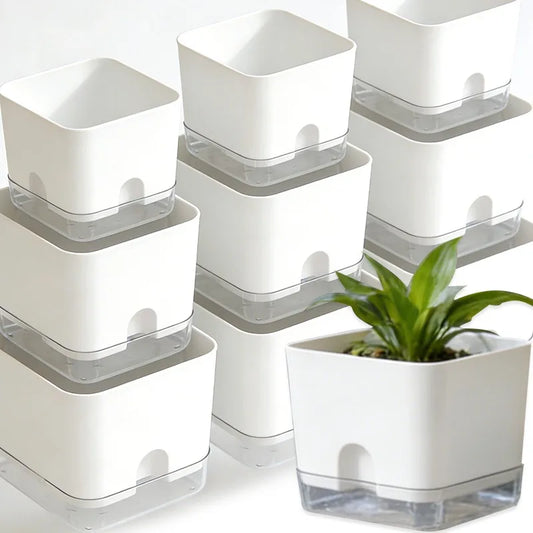 Square Self-Watering Plant Pot – Double Layer Indoor Balcony Flower Pot