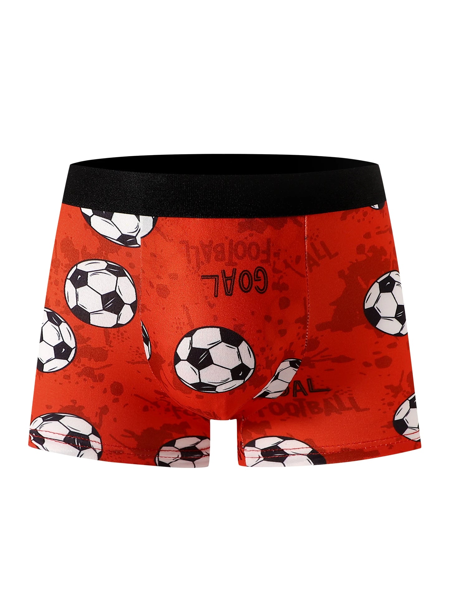 5-Piece Mixed Set of Boys' Underwear with Football Print, Soft and Comfortable, Suitable for Elementary School Students, Home Casual Wear, and Sports, for Children Aged 4-8