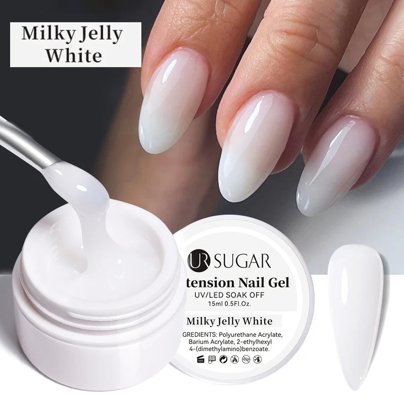 UR SUGAR 15ml Box Extension Nail Gel Jelly Pink White Clear UV Gel Hard Gel Extension Gel Nails Finger French Nail Art Manicure