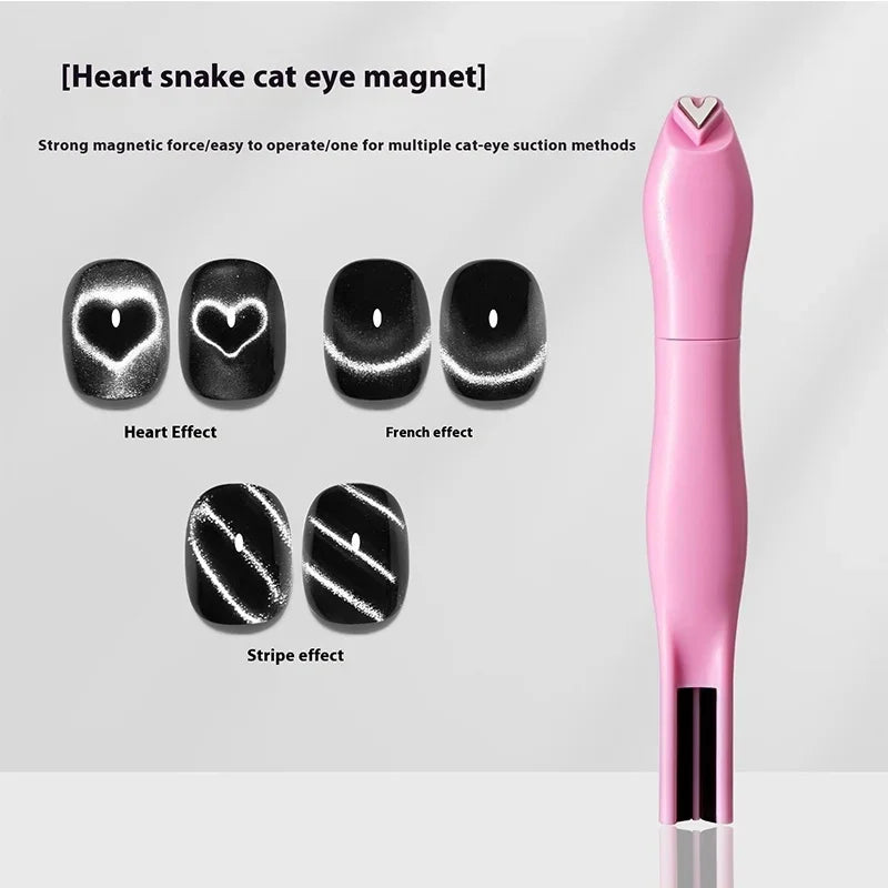 3 in 1 Cat Eye Nail Magnetic Stick Love Heart Snake Pattern French Cat Eye Nail Magnet UV Gel Polish Effect Manicure Design Tool