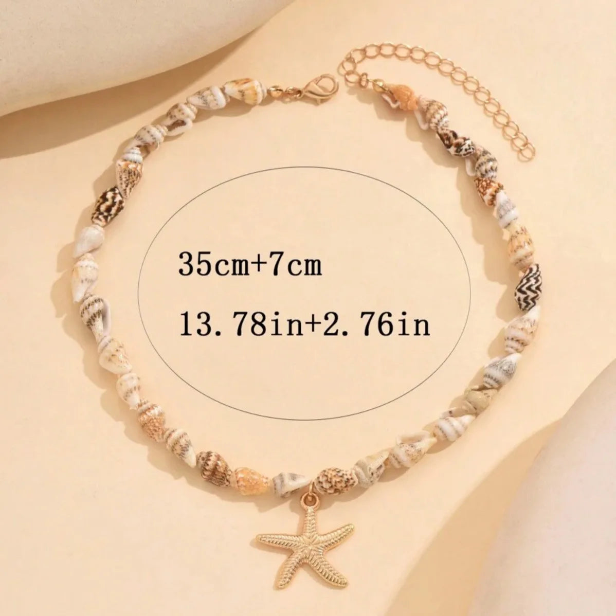 Handmade Seashell Beaded Choker – Starfish Pendant Ocean Inspired Necklace