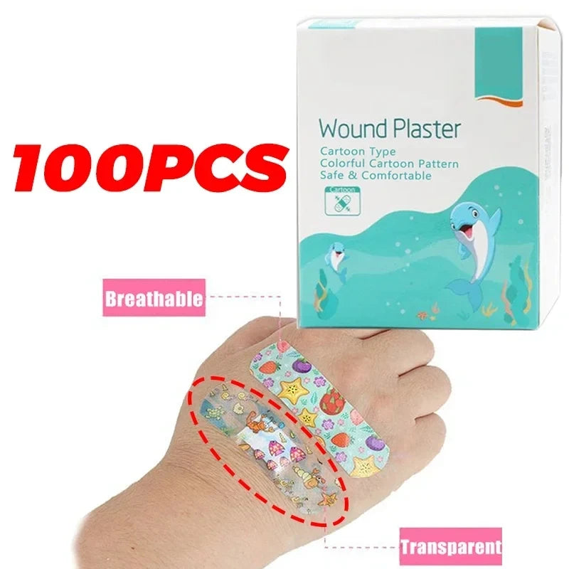 "100Pcs Kids Bandages Bulk Kids Cute Cartoon Bandages Flexible Adhesive Strips Medical Waterproof Breathable for Children "