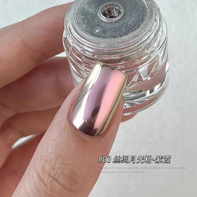 Aurora Chrome Nail Powder – High-Gloss Moonlight Mirror Pearl Glitter Pigment