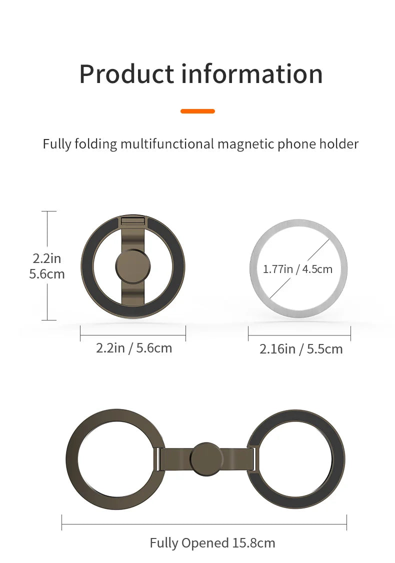 MagSafe Foldable 360° Rotating Phone Holder – Double-Sided Magnetic Grip Stand for iPhone