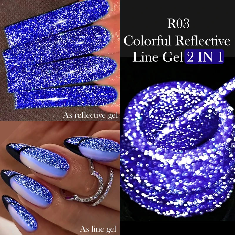 Gold Metallic Gel Nail Polish Liner – Super Bright Mirror French Stripe Nail Art