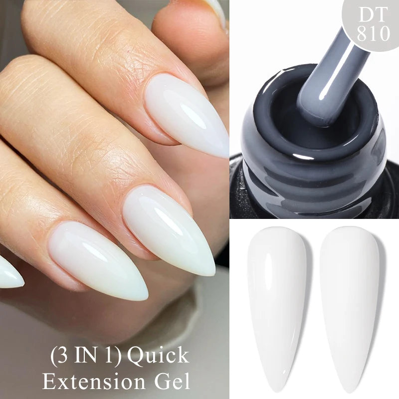 MEET ACROSS 7ml Quick Extension Gel Nail Polish Glitter Pink Gold Purple Milky White UV Gel Finger Prolong Varnish For Nails
