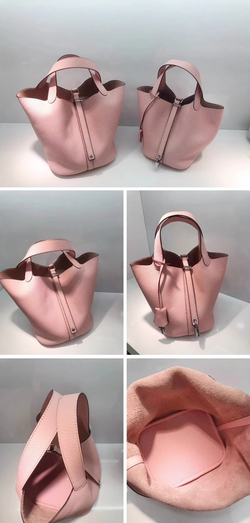 MENDY Genuine Leather Bucket Bag – Premium Large Tote Handbag for Women