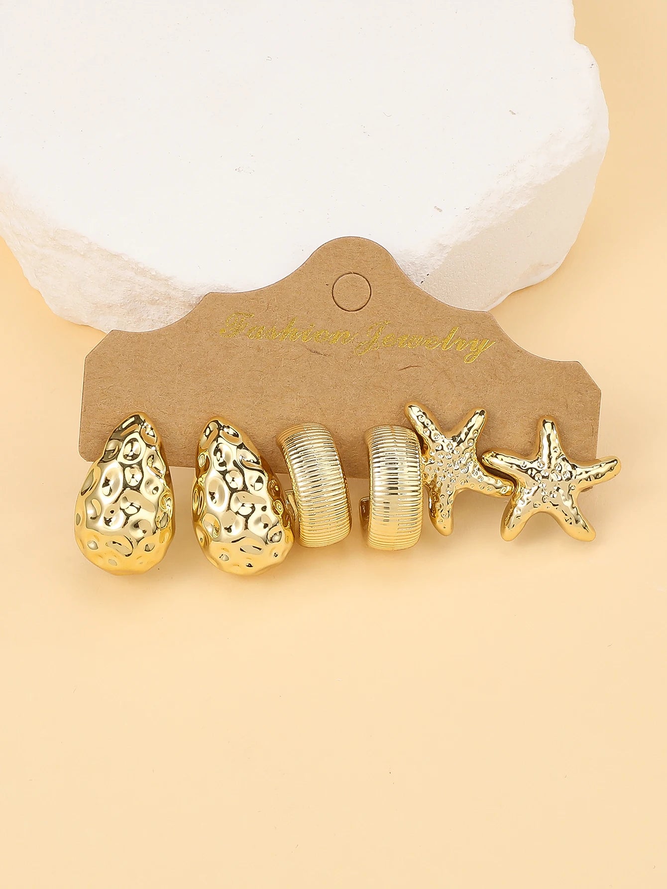 Coastal Starfish & Seashell Earrings Set – 3 or 6 Pairs Boho Beach Jewellery