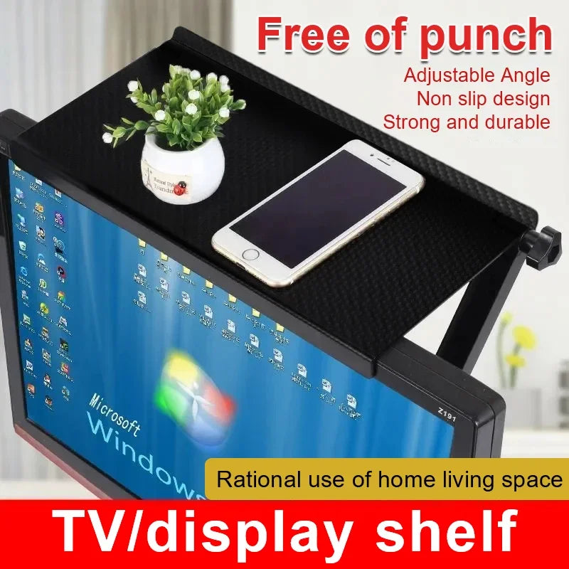 TV Top Storage Shelf & Monitor Stand – Adjustable Desktop Display Rack