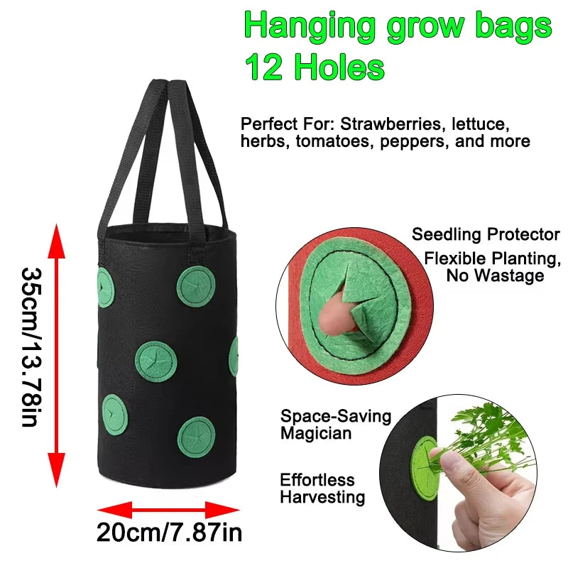 Hanging Grow Bags for Strawberries Tomatoes Hanging Planting Grow Bag Vertical Garden  Strawberry Planter Pot Aeroponic Tower