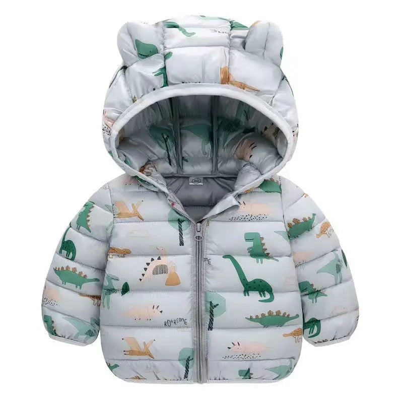 2023 Baby Girls Jackets For Kids Cartoon Bear Zipper Coats Autumn Boys Warm Hooded Down Jackets Children Christmas Outerwear