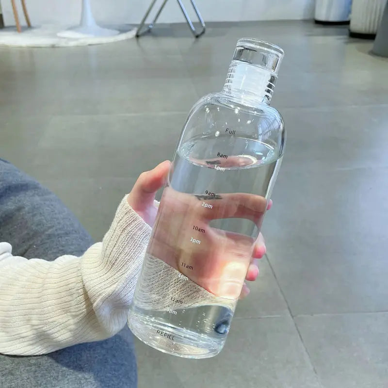 Simple Water Bottle With Time Scale For Tour Outdoor Sports And Travel Leak Proof Seal School Water Bottles for Girls Milk Juice