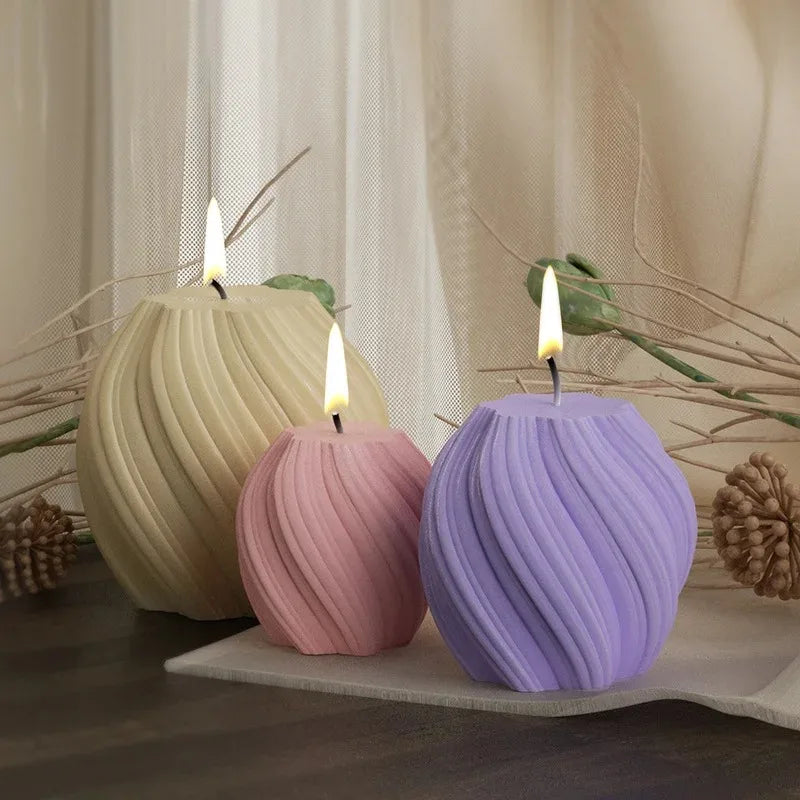 3D Geometric Wave Pillar Candle Silicone Mould – DIY Abstract Art Wax Craft