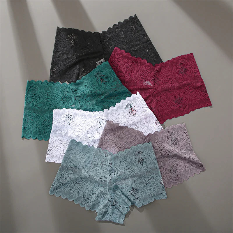 3-Pack Women's Lace Floral Boyshort Panties – Low-Rise Breathable Underwear