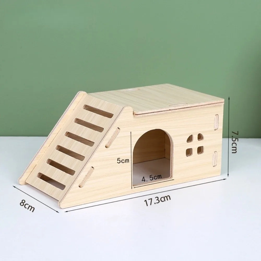 New Wooden Hamster Villa Chewable Easy to Install Platform House Durable Cage Accessories Hamster Climb Pet Supplies