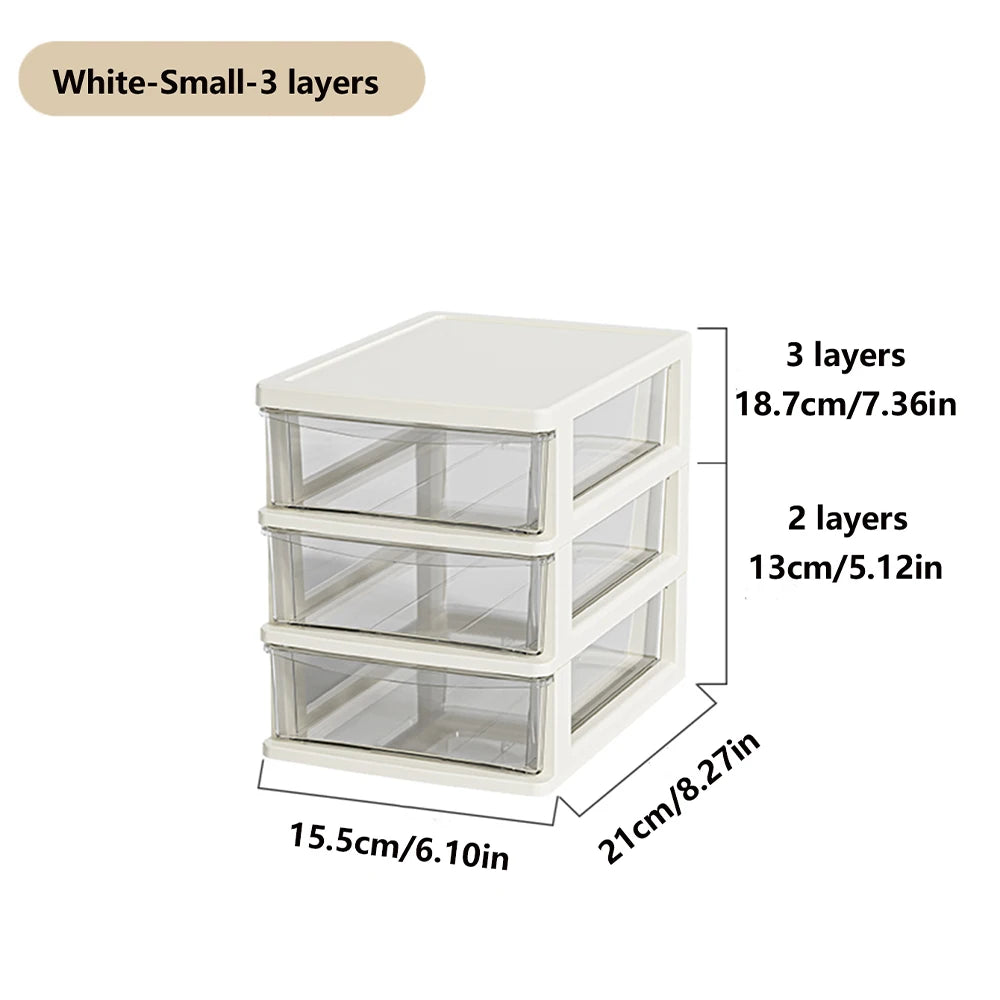 Clear Desktop Storage Box with Drawer – Heightened Organiser for Stationery & Cosmetics