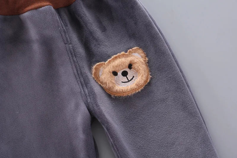 New Children's Warm Three-Piece Girl's Cute Hooded Set Autumn Winter Boy's Fashion Casual Comfortable Suit 12M-4 Years Old