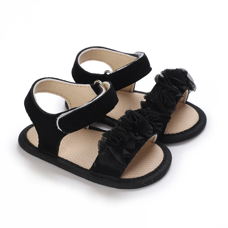 Baby Girls Sandals Soft Sole Summer Infant Wedding Dress Flat Shoes Beach Sandal Newborn Crib Shoes First Walkers