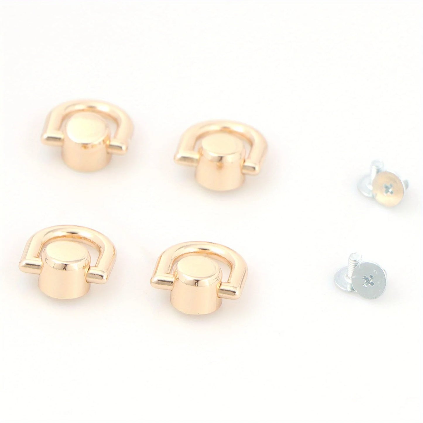 4 Pcs D Rings Rivets for Leather Purse Stud Screw Metal Ring Studs Rivets for Wallet Strap Accessories Leather Purse Hardware