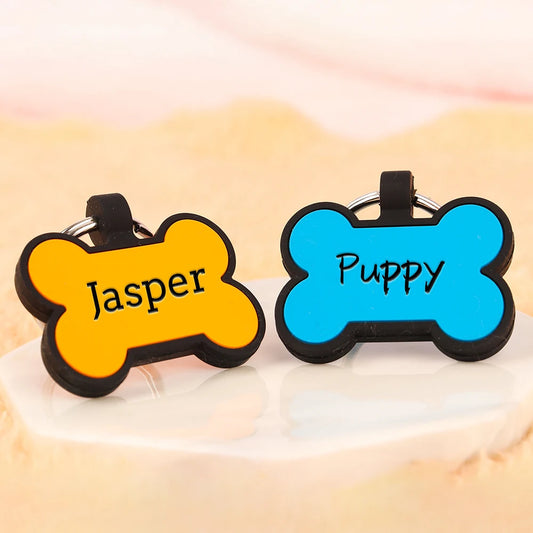 Personalized Silent Silicone Pet ID Tag – Custom Engraved Name & Number